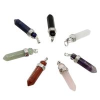 Gemstone Pendantifs en laiton, pierre gemme, avec laiton, Placage de couleur platine, différents matériaux pour le choix Environ 2mm, Vendu par PC