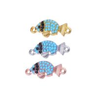 Conector de aleación de Zinc animal, Pez, chapado, con diamantes de imitación & 1/1 aro, más colores para la opción, 10x24mm, agujero:aproximado 1mm, 50PCs/Bolsa, Vendido por Bolsa