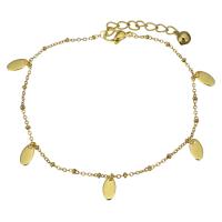 Edelstahl Charm Armband, mit Verlängerungskettchen von 1.5Inch, goldfarben plattiert, Armband  Bettelarmband & Oval-Kette & für Frau, 5x9mm,1.5mm, Länge:ca. 8.5 ZollInch, verkauft von Strang