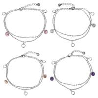 Edelstahl Charm Armband, mit Verlängerungskettchen von 1.5Inch, Armband  Bettelarmband & Oval-Kette & verschiedene Stile für Wahl & für Frau & 2 strängig, originale Farbe, 7x10mm,8mm,2mm, Länge:ca. 8.5 ZollInch, verkauft von Strang