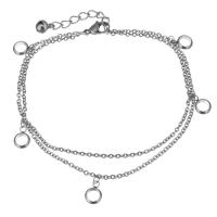 Edelstahl Charm Armband, mit Verlängerungskettchen von 1.5Inch, Armband  Bettelarmband & Oval-Kette & für Frau & 2 strängig, originale Farbe, 7x10mm,2mm, Länge:ca. 8.5 ZollInch, verkauft von Strang