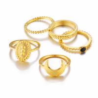 Zink-Legierung Ring Set, Zinklegierung, Fingerring, mit SteinKorn, plattiert, 5 Stück & Modeschmuck & unisex, goldfarben, verkauft von setzen