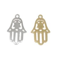 Edelstahl Anhänger, Hamsa, plattiert, keine, 19x12x1mm, Bohrung:ca. 1mm, 10PCs/Tasche, verkauft von Tasche