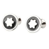 Brass Cufflinks, silver color plated, fashion jewelry & Unisex & enamel, black, 5-10mm 