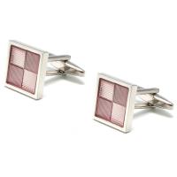 Brass Cufflinks, Square, epoxy gel, fashion jewelry & gradient color & Unisex, pink, 5-10mm 