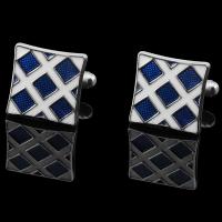 Brass Cufflinks, Square, epoxy gel, fashion jewelry & Unisex & enamel, 5-10mm 