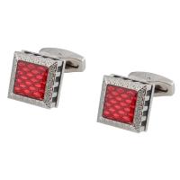 Brass Cufflinks, Square, silver color plated & for man & enamel, 5-10mm 