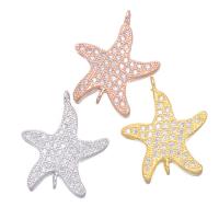 Cubic Zirconia Micro Pave Brass Connector, Starfish, plated, micro pave cubic zirconia & 1/1 loop Approx 1mm 