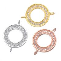 Cubic Zirconia Micro Pave Brass Connector, Donut, plated, micro pave cubic zirconia & 1/1 loop Approx 1mm 