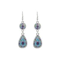 boucle d'oreille de goutte en Zinc Alloy et Émail  , alliage de zinc, avec Seedbead, Placage de couleur platine, pour femme & émail, multicolore Vendu par paire