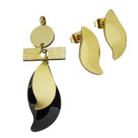 Fashion Stainless Steel Jewelry Sets, Stud Earring & pendant, with Resin, gold color plated, fashion jewelry & for woman 60mm Approx 3mm 