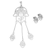 Fashion Stainless Steel Jewelry Sets, Stud Earring & pendant, fashion jewelry & for woman, original color  111mm Approx 