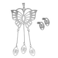 Fashion Stainless Steel Jewelry Sets, Stud Earring & pendant, fashion jewelry & for woman, original color  90mm Approx 