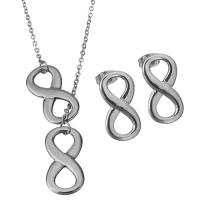 Fashion Stainless Steel Jewelry Sets, Stud Earring & necklace, with 2Inch extender chain, Number 8, fashion jewelry & oval chain & for woman, original color 1.5mm Approx 18 Inch 