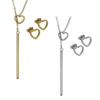 Fashion Stainless Steel Jewelry Sets, Stud Earring & necklace, with 2Inch extender chain, plated, oval chain & for woman 1.5mm Approx 18 Inch 