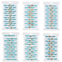 亜鉛合金のターコイズ ブレスレット, 亜鉛合金, とともに ワックスコットンコード & 合成トルコ石, ハンドメイド, 12個 & ユニセックス & 異なるスタイルを選択, 長さ:約 7 インチ, 12パソコン/セット, 売り手 セット