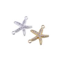 Rhinestone Zinc Alloy Connector, Starfish, plated, with rhinestone & 1/1 loop Approx 1mm 