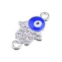 Zinc Alloy Connector, Evil Eye Hamsa, plated, enamel & with rhinestone & 1/1 loop Approx 1mm 