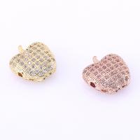 Zirkonia Micro pflastern Korn, Messing, Apfel, plattiert, Micro pave Zirkonia, keine, 11x11mm, Bohrung:ca. 2mm, 5PCs/Menge, verkauft von Menge