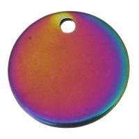 Stainless Steel Pendants, Flat Round, fashion jewelry, multi-colored Approx 1.5mm 