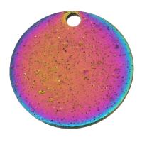 Stainless Steel Pendants, Flat Round, fashion jewelry, multi-colored Approx 1.5mm 