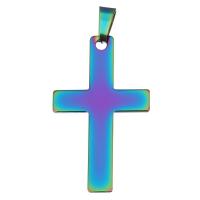 Stainless Steel Cross Pendants, fashion jewelry, multi-colored Approx 