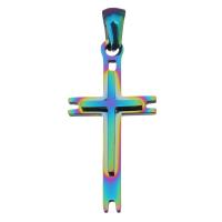 Stainless Steel Cross Pendants, fashion jewelry, multi-colored Approx 