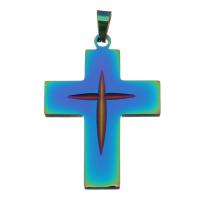 Stainless Steel Cross Pendants, fashion jewelry, multi-colored Approx 