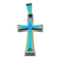 Stainless Steel Cross Pendants, fashion jewelry, multi-colored Approx 