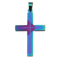 Stainless Steel Cross Pendants, fashion jewelry, multi-colored Approx 