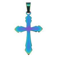 Stainless Steel Cross Pendants, fashion jewelry, multi-colored Approx 