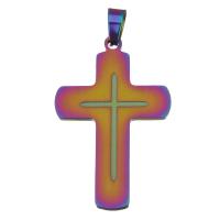 Stainless Steel Cross Pendants, fashion jewelry, multi-colored Approx 