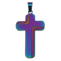 Stainless Steel Cross Pendants, fashion jewelry, multi-colored Approx 