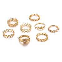 Zink-Legierung Ring Set, Zinklegierung, Fingerring, goldfarben plattiert, 8 Stück & für Frau & mit Strass, Größe:10.5, verkauft von setzen