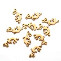 Edelstahl Tier Anhänger, Gecko, plattiert, keine, 9x18mm, Bohrung:ca. 1.5mm, 50PCs/Tasche, verkauft von Tasche