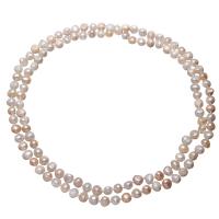 Collier en perles d'eau douce Pull, perle d'eau douce cultivée, pomme de terre, naturel, pour femme, couleurs mélangées, 8-9mm Environ 46 pouce, Vendu par brin