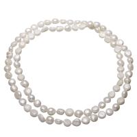 Collier en perles d'eau douce Pull, perle d'eau douce cultivée, pomme de terre, naturel, pour femme, blanc, 10-12mm Environ 42 pouce, Vendu par brin