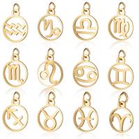 Pendiente de constelación de acero inoxidable , 12 Signos del Zodíaco, chapado, Joyería & diferentes estilos para la opción, dorado, Vendido por UD