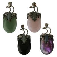 Gemstone Pendantifs en laiton, avec pierre gemme, la couleur plaquée laiton antique, bijoux de mode & différents matériaux pour le choix Environ Vendu par PC