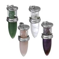 Gemstone Pendantifs en laiton, avec pierre gemme, Placage de couleur argentée, bijoux de mode & différents matériaux pour le choix Environ 6.5mm, Vendu par PC