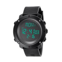 Cuero de PU Reloj sprot, con plástico ABS & acero inoxidable, movimiento chino, 30M resistente al agua & unisexo & luminoso, Negro, 55*52mm, longitud:aproximado 10.4 Inch, Vendido por UD