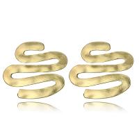 Pendientes de Perno de Aleación de Zinc, acero inoxidable aguja de pendiente, chapado en color dorado, Joyería & para mujer, 37mm, Vendido por Par