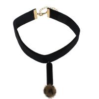 velours de coton Collier Tour de cou, avec Peluche, avec 5.5cm chaînes de rallonge, pour femme, noire Environ 11.03 pouce, Vendu par brin