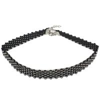 alliage de zinc Collier Tour de cou, avec 6.5cm chaînes de rallonge, pistolet noir plaqué, pour femme & avec strass Environ 12.21 pouce, Vendu par brin