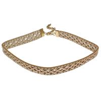 alliage de zinc Collier Tour de cou, avec cuir PU, avec 5cm chaînes de rallonge, Placage de couleur d'or, pour femme & avec strass, beige Environ 12.01 pouce, Vendu par brin