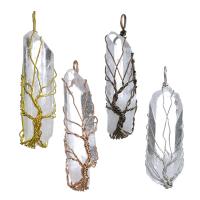 Brass Jewelry Pendants, with Clear Quartz, plated, fashion jewelry 15-17.5x59-66x15.5-21.5mm Approx 4.5mm 