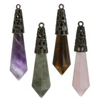 Gemstone Pendantifs en laiton, avec pierre gemme, la couleur plaquée laiton antique, bijoux de mode & différents matériaux pour le choix Environ 2.5mm, Vendu par PC