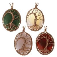 Gemstone Pendantifs en laiton, avec pierre gemme, Plaqué de couleur d'or rose, bijoux de mode & différents matériaux pour le choix Environ 5.5mm, Vendu par PC