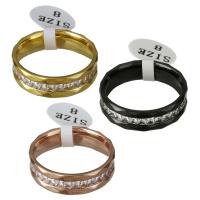 Strass Edelstahl Fingerring, plattiert, verschiedene Größen vorhanden & für Frau & mit Strass, keine, 6mm, verkauft von PC