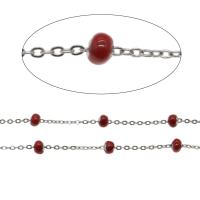 Stainless Steel Ball Chain, enamel 3.5*3mm,2*1*0.5mm 